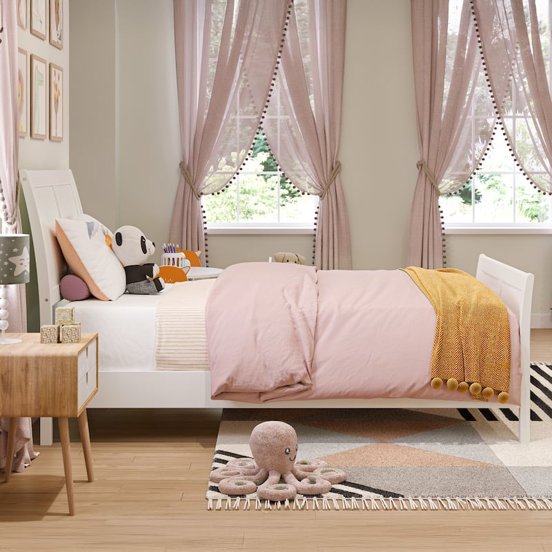 Valencia Solid Wood Low Profile Sleigh Platform Bed with Matching Footboard