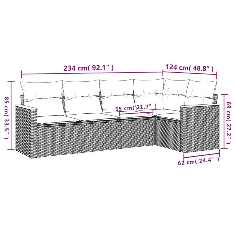 vidaXL Garden Sofa Set Black