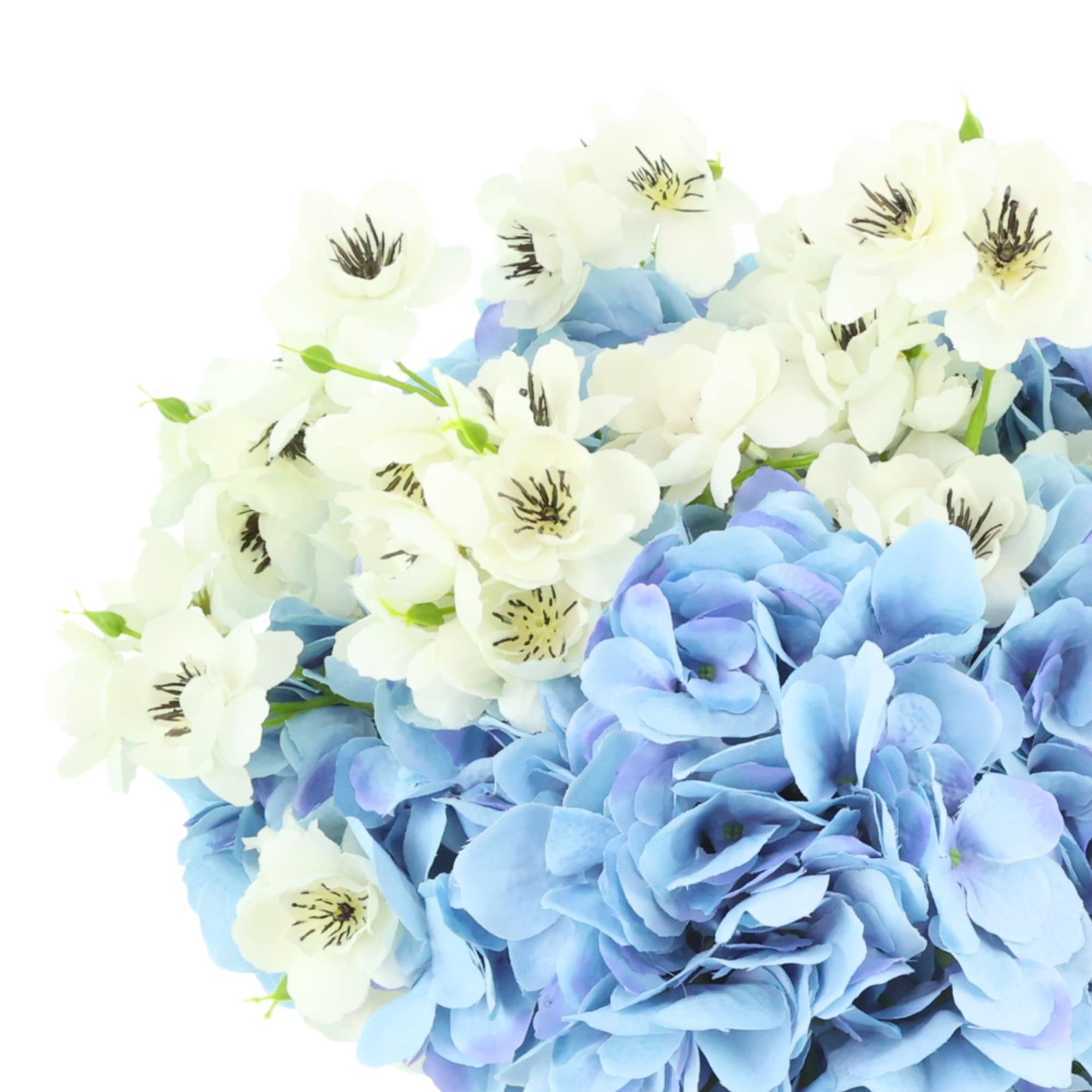 Hydrangea and Cherry Blossom Arrangement in Glass Vase - On Sale