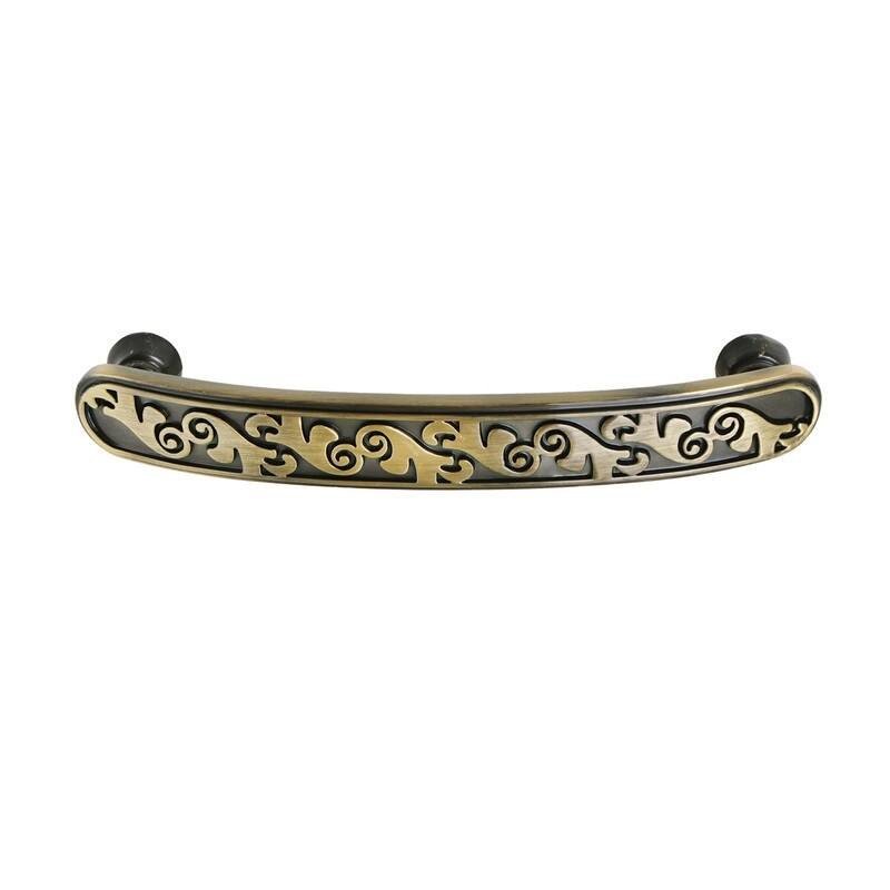 Utopia Alley Roma Pull Handle - Decorative Cabinet Antique Brass Drop Pull Handles, 3.8" Center to Center