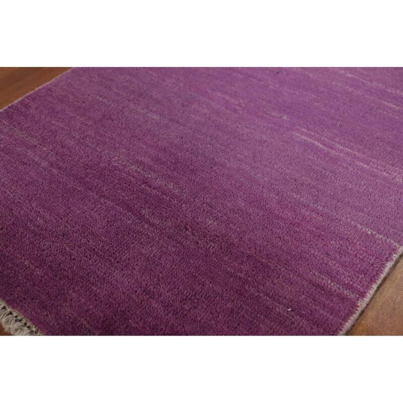 Purple Contemporary Gabbeh Oriental Foyer Rug Handmade Wool Carpet - 1'11"x 3'0"