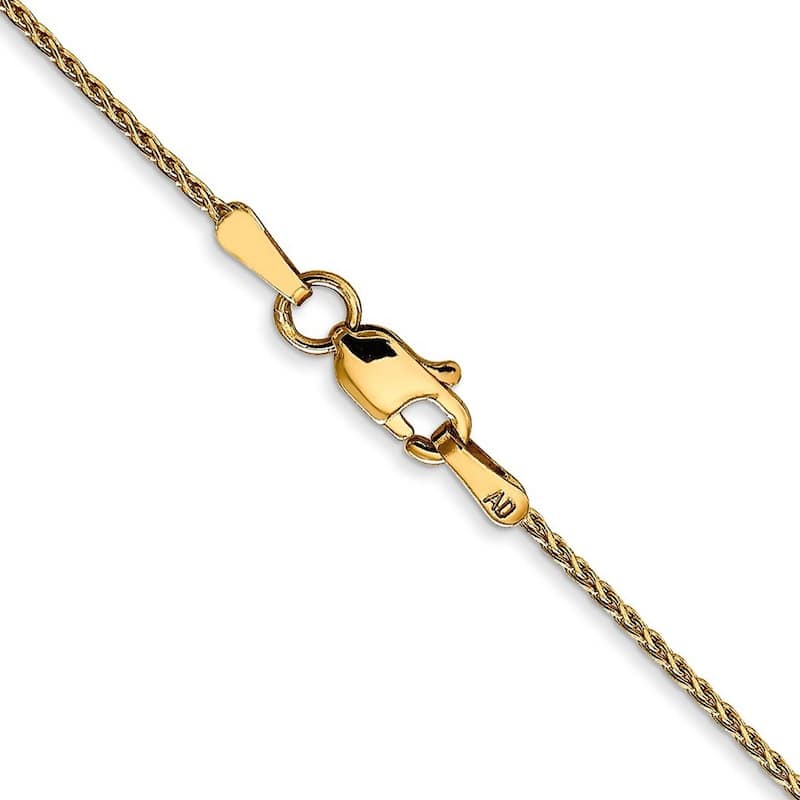 Curata 14k Yellow Gold Solid Lobster Claw Closure 1.2mm Sparkle Cut Wheat Chain Bracelet