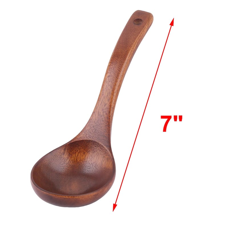 Wood Porridge Dumplings Soup Mixing Spoon Ladle Brown 18cm Length - 7" x 2.4" x 1"(L*W*H)