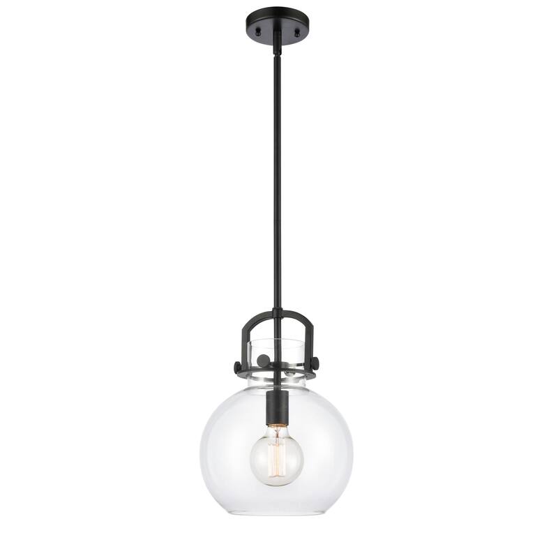 Innovations Lighting Newton Sphere - 1 Light 10" Stem Hung Pendant - Clear/Matte Black
