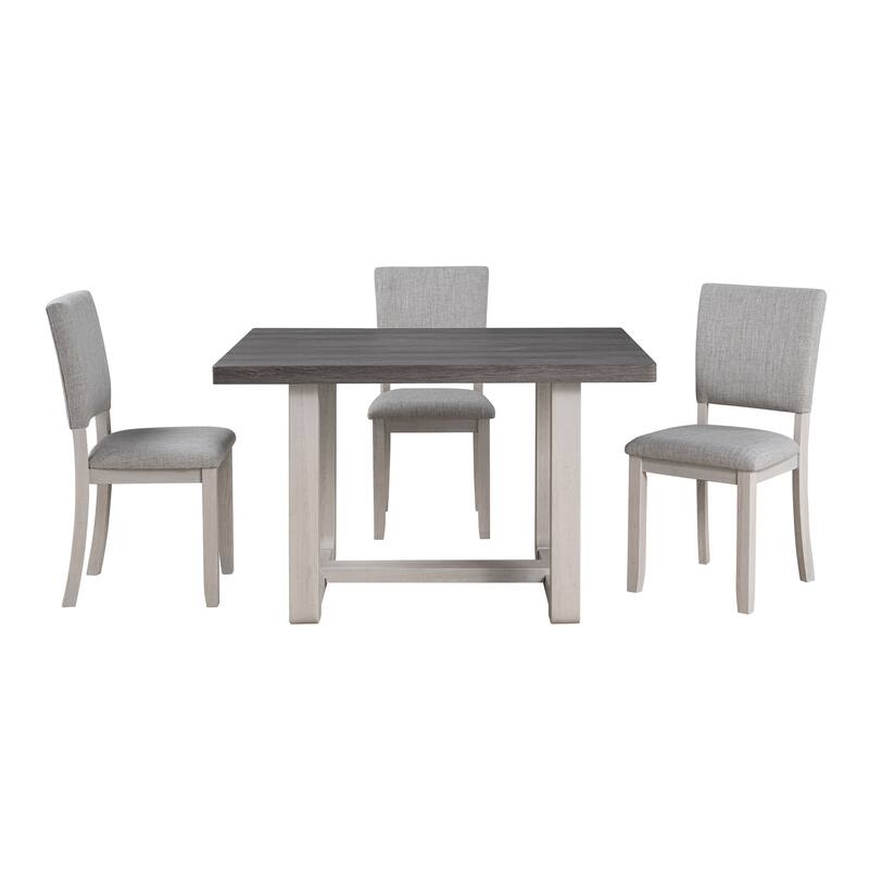 247 Shop At Home Briven Modern 5-Piece Solid Wood Compact Dining Table Set with Trestle Base
