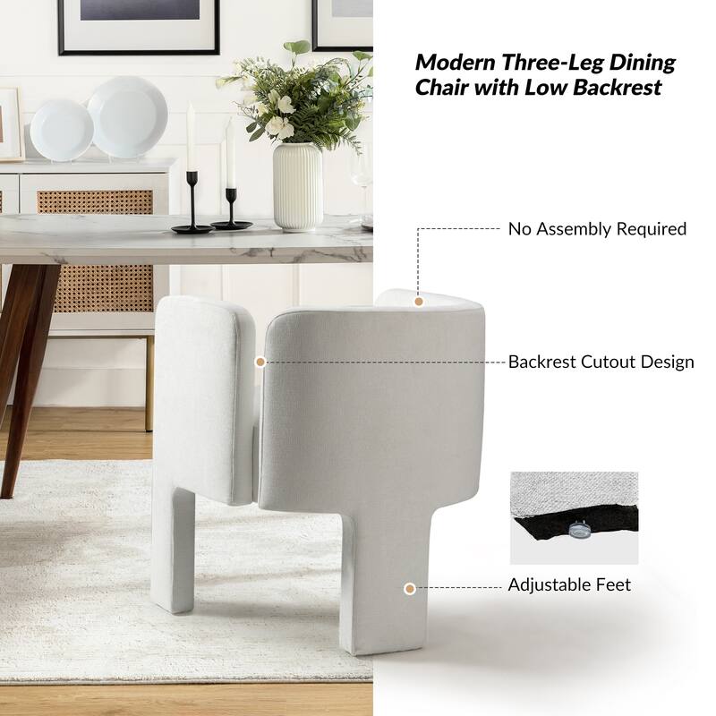 Eugen Modern Low Back Dining Chair with Three-legged Design By HULALA HOME