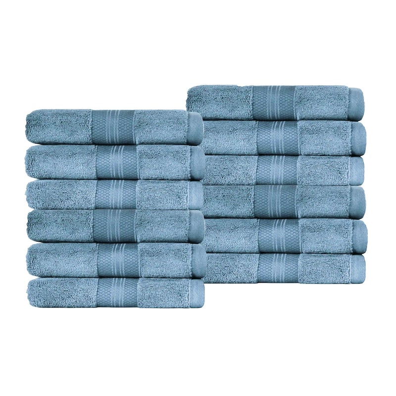 Superior Turkish Cotton Solid Heavyweight Face Towel Set of 12