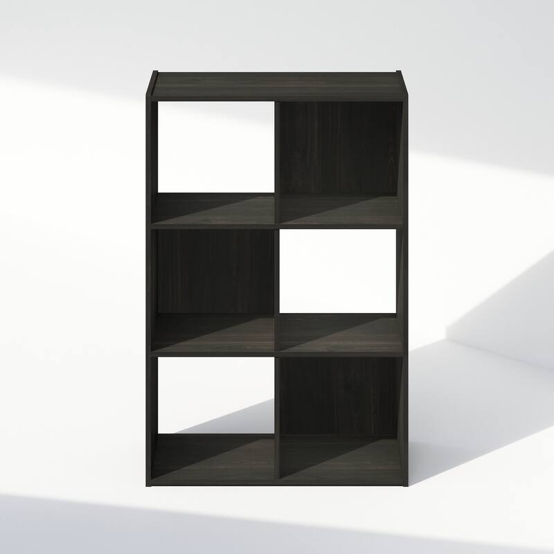 35.4 in. Tall Espresso Wood 6-Shelf Bookcase