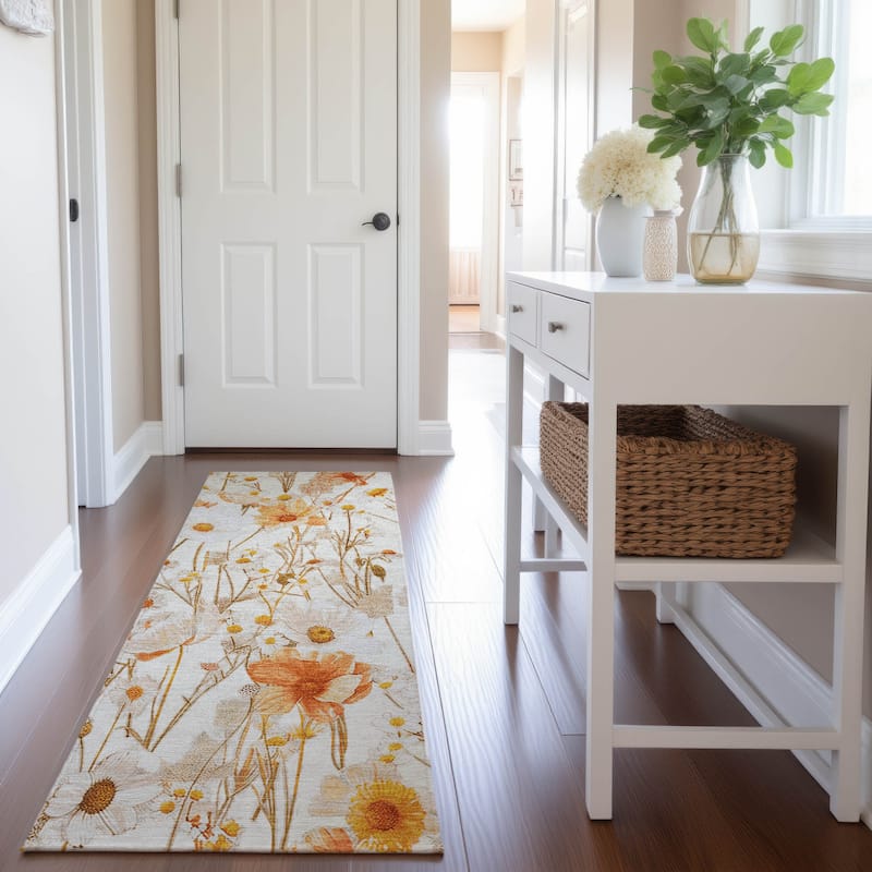 Premium Washable Super Soft Floral Mayfield Rug - Ivory - 2'3" x 7'6"