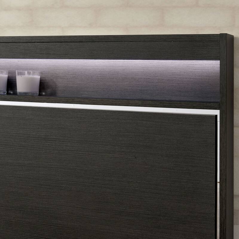 Furniture of America Kastela Contemporary Grey 3-Piece Panel Bed, Nightstand and Chest Set with LED and USB Ports