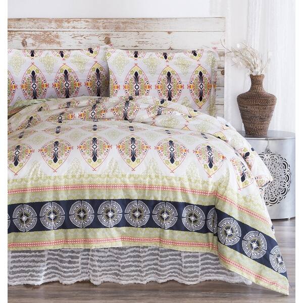 Porch Den Firlock King Size Cotton Reversible 3 Piece Comforter Set Overstock 28275006