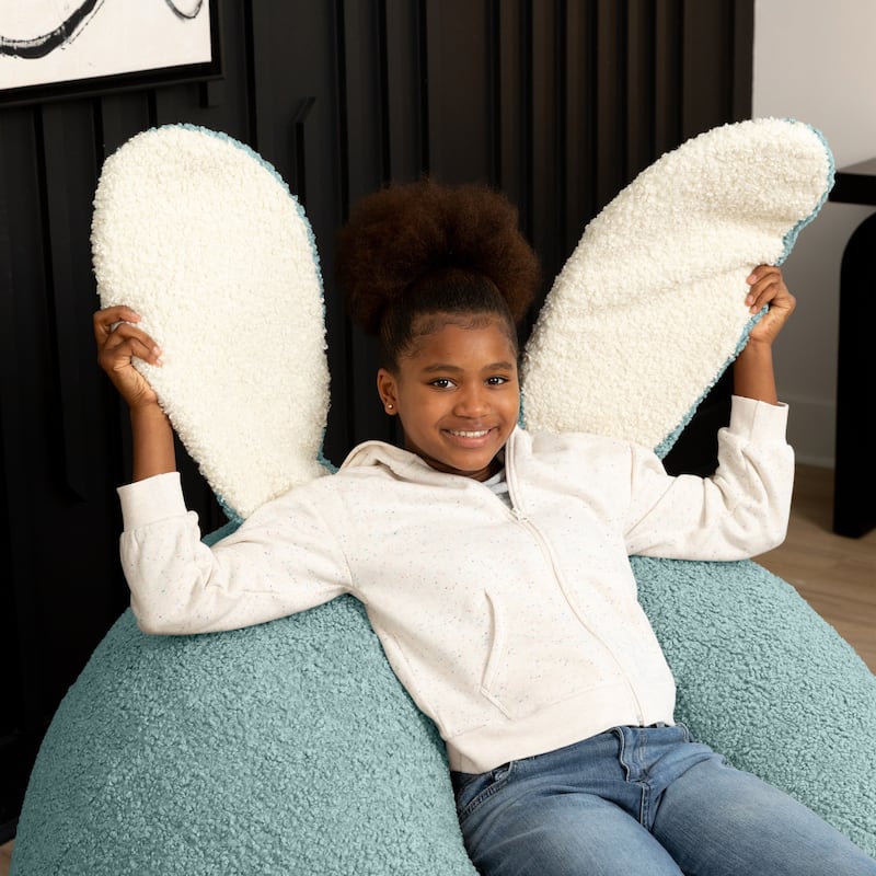 Raven-Symoné Home HopSeat Bunny - Oval Shaped Large Bean Bag Chair with Ears, Ultra Soft Shearling