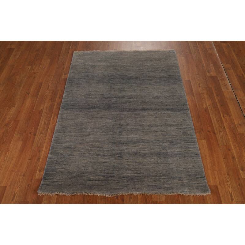 Hand Knotted Oriental 100% Wool Carpet Modern Modern Greys & Charcoal Gabbeh Area Rug - 5' 0'' X 3' 6''