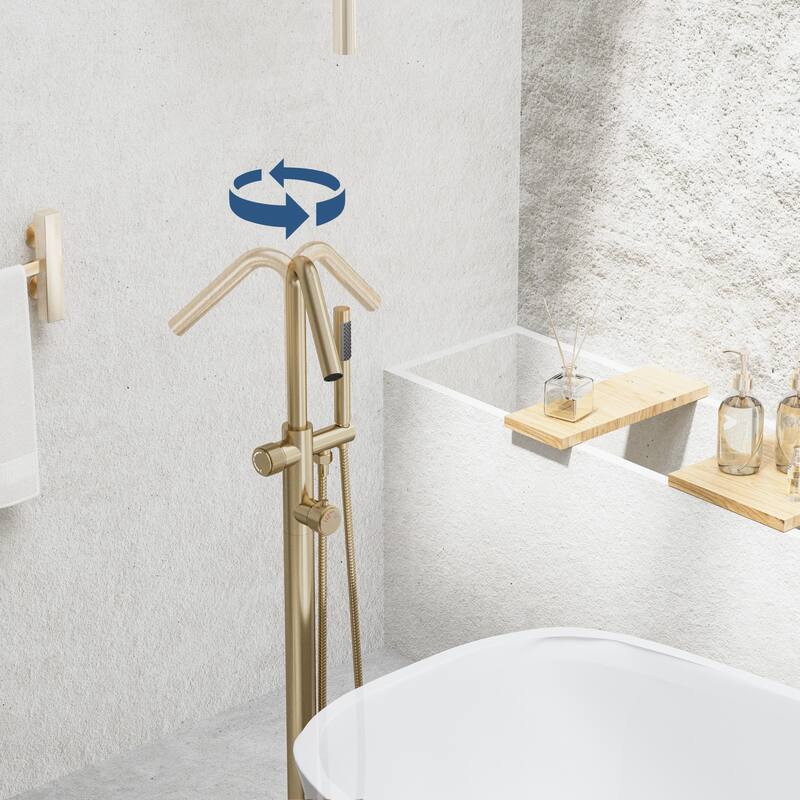 Modland 46''H Outdoor Shower System 316 Stainless Steel Thermostatic Freestanding Poolside Faucet with Swivel Spout - 46'' H