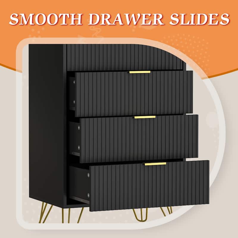 FURNIWAY Fluted Drawer Dresser for Bedroom