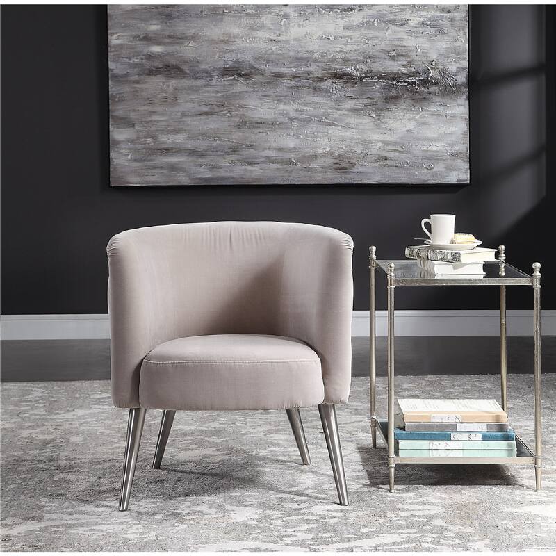 31" Haider Diamond Tufted Half Barrel Accent Chair with Nailhead Trim