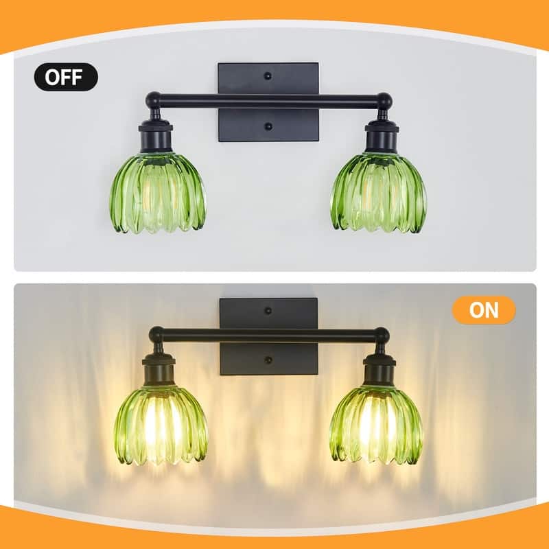 Modern Vintage Bathroom Vanity Light - Patterned Glass Shade E26 Bulb Base