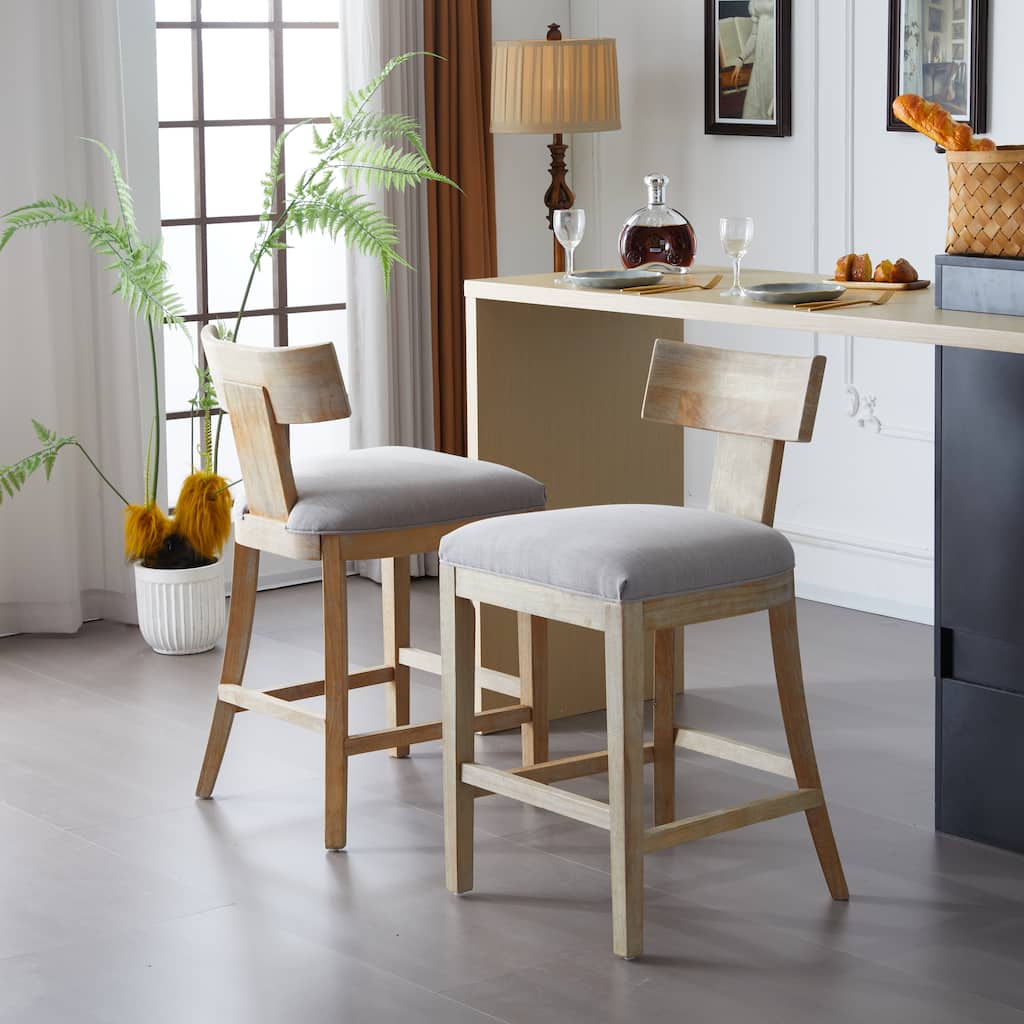 Fescue Upholstery Rubberwood 27-inch Height Barstool (set of 2) by Christopher Knight Home