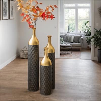 Home Decorated Floor Metal Vases (Set of 3)