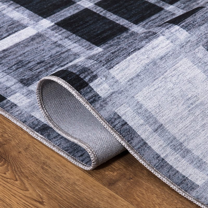 Abani Rugs PAR130A Parker Plaid Cream Black Area Rug