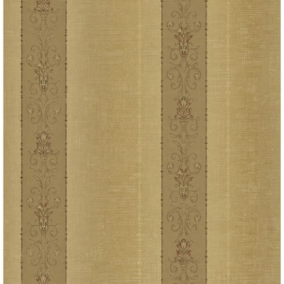 Seabrook Designs Virna Scrolls & Stripes Unpasted Wallpaper