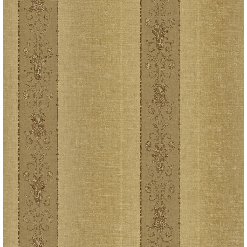 Seabrook Designs Virna Scrolls & Stripes Unpasted Wallpaper