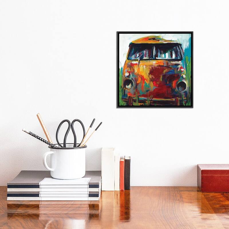 iCanvas "Retro Love Bus" by Andy Beauchamp Framed