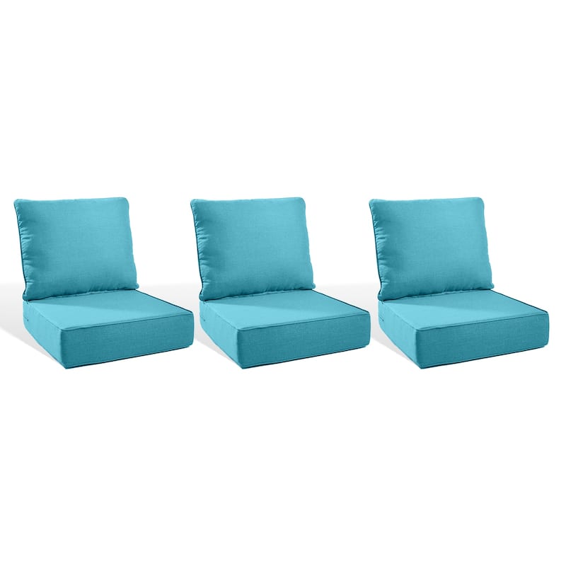 Pocassy 22"x24"x6" Inch Thick Cushions Indoor Outdoor Pillows Cushion - Light Blue Cushion - 3 Set Seat & Back Cushion