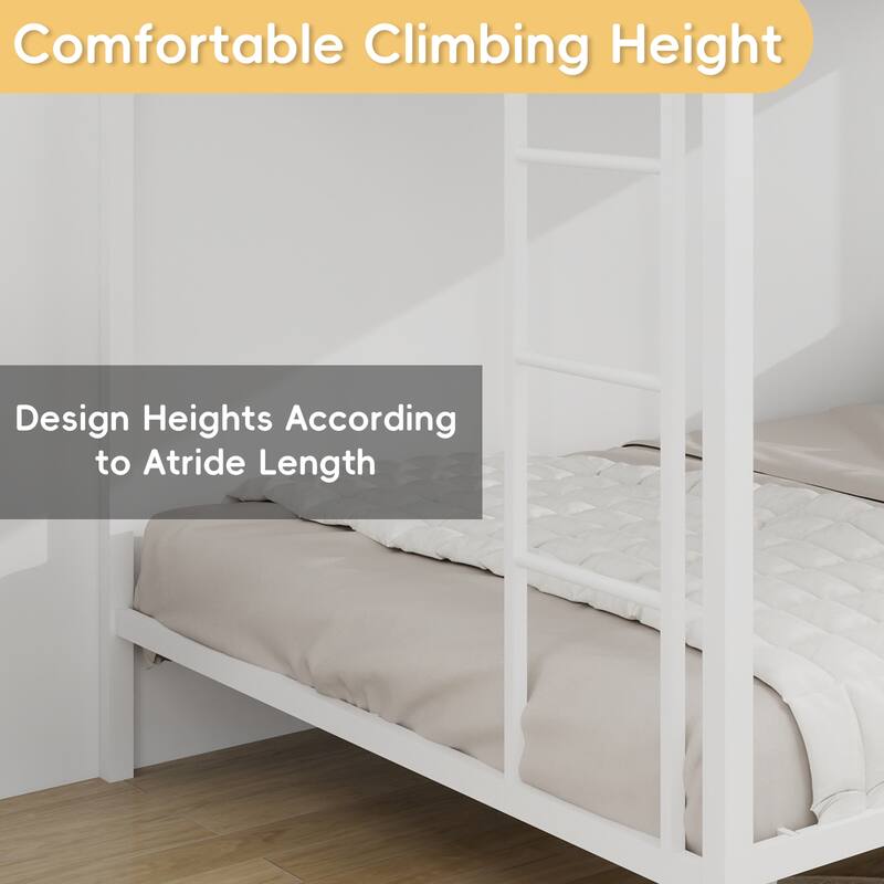 Queen Multi-Functional Square Tube Iron Bunk Bed, Robust Metal Frame Resists Wear, Ideal for Optimizing Vertical Space