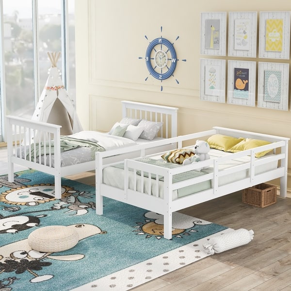 slide 2 of 13, Stairway Twin-Over-Twin Bunk Bed with Storage and Guard Rail with Storage White