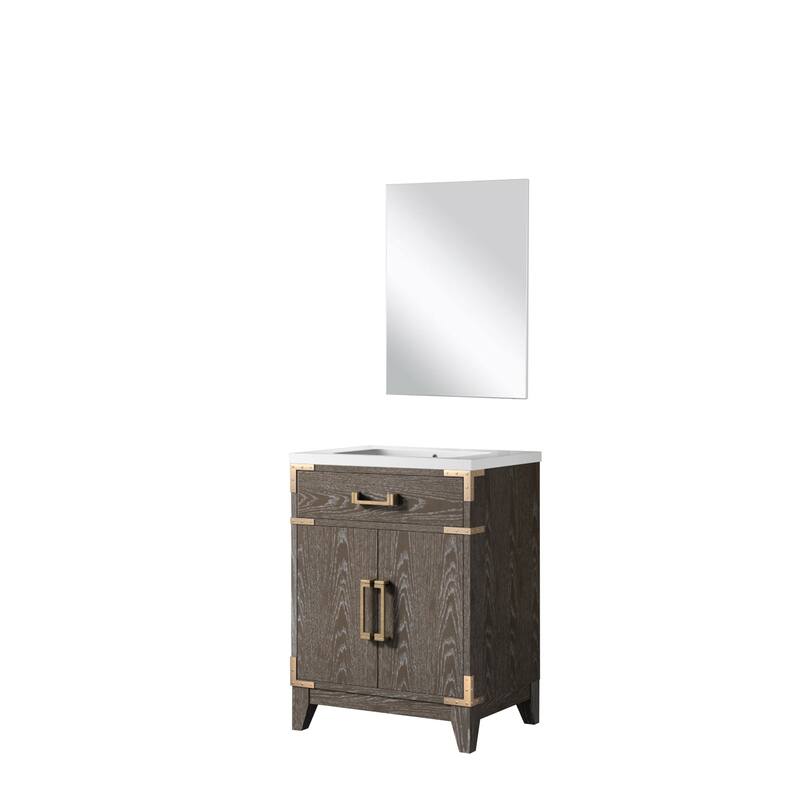 Acrylic Top Bathroom Vanity Set with Soft-Close Doors, Spacious Interior Cabinet & 18" x 24" Mirror Included