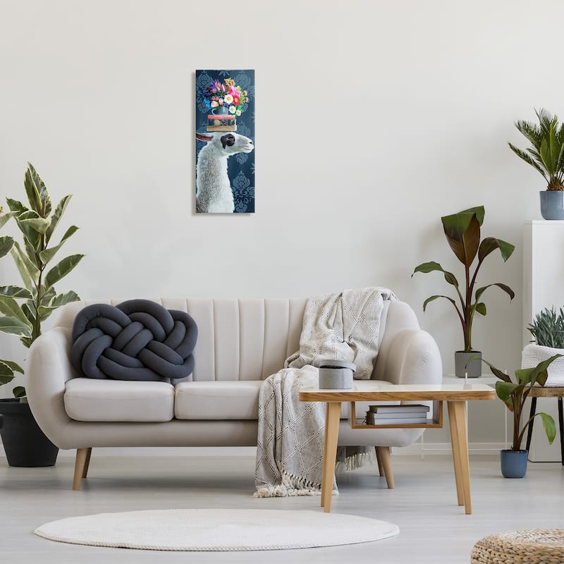 Stupell Llama with Book & Flower Arrangement Canvas Wall Art Design By Heather Gauthier