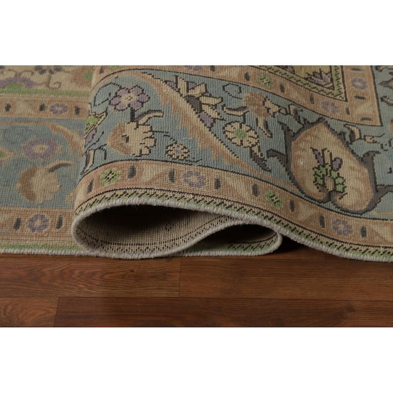 Light Blue Tabriz Persian Area Rug Handmade Bedroom Wool Carpet - 9'5"x 12'5"