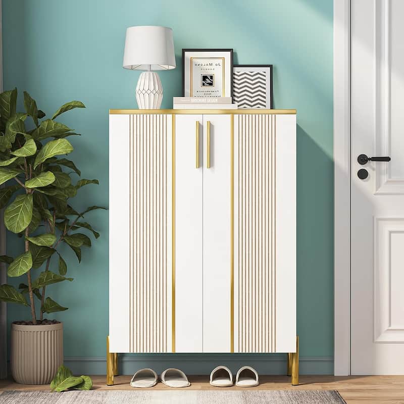 6-Tier Shoe Cabinet with Doors, Entryway Shoe Organizer Cabinet for Entryway