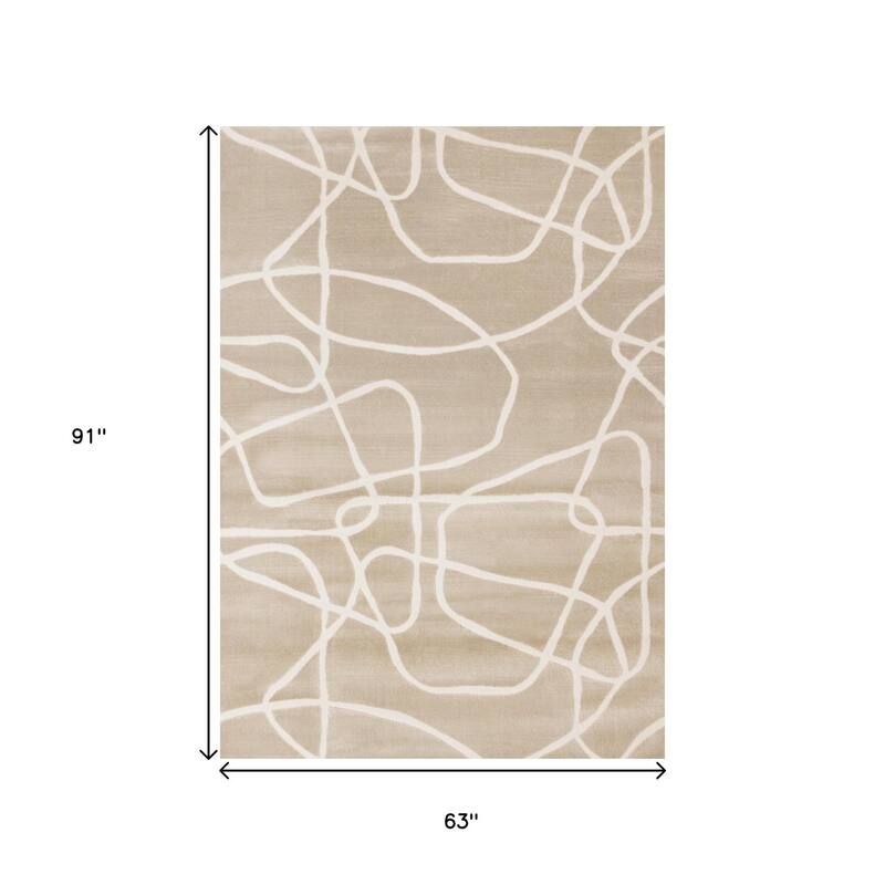 HomeRoots Abstract Modern Rectangle Area Rug - 5' X 8'