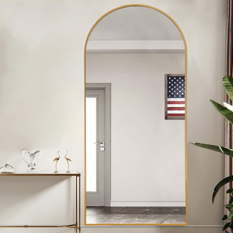 Lumioca Arch Floor & Full Length Gold Framed Wall Mirror