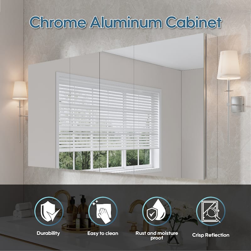 30'H Bathroom Recessed or Surface Wall Mount Medicine Cabinet With Adjustable Glass Shelves