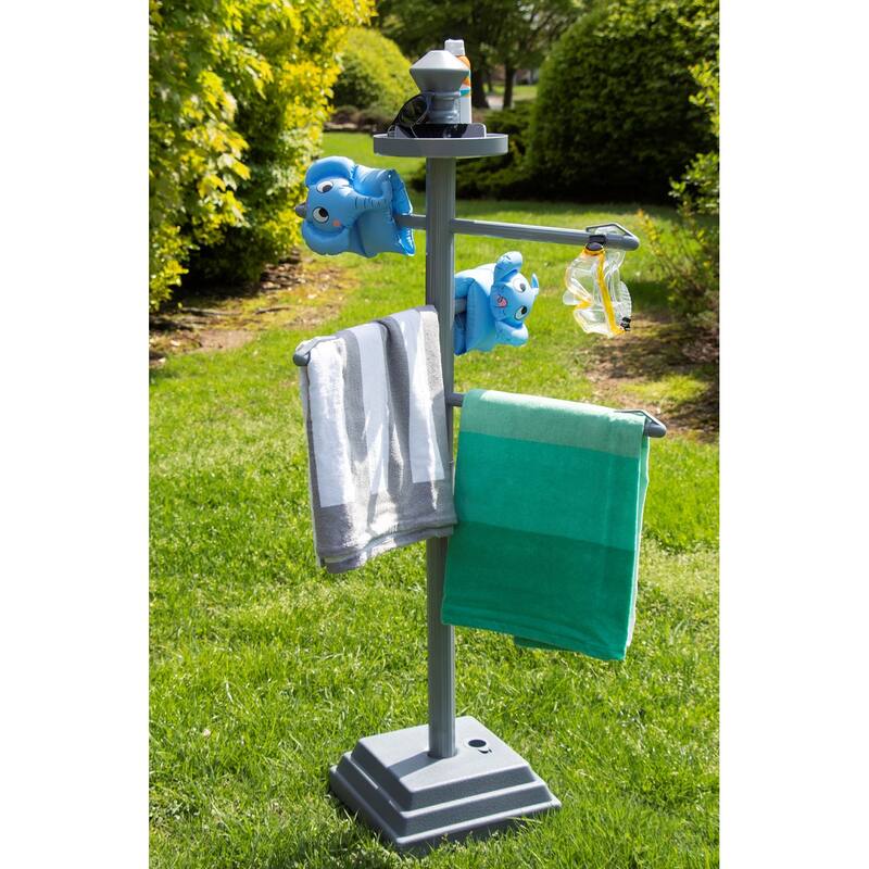 Outdoor Poolside Valet Towel Rack with Weighted Base - 52"