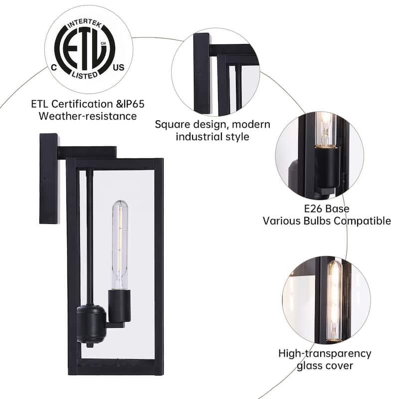 1-light/2-light Metal Outdoor Wall Sconce Weather-resistant