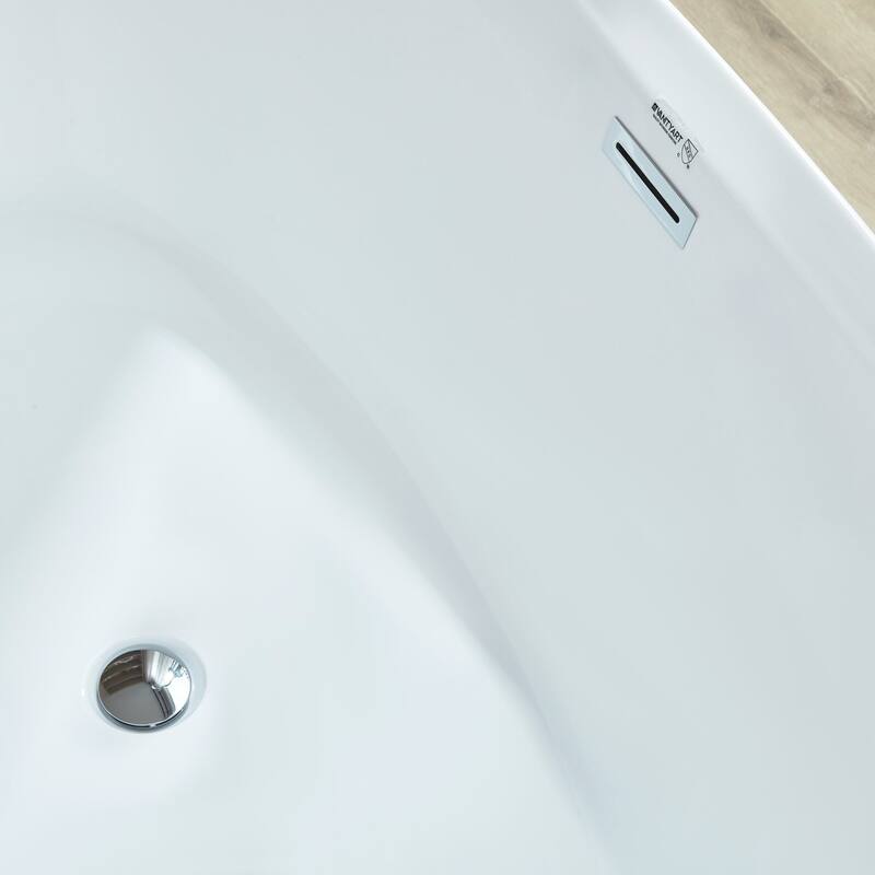 Vanity Art 71" Freestanding Acrylic Soaking Bathtub with Slotted Overflow & Pop-up Drain