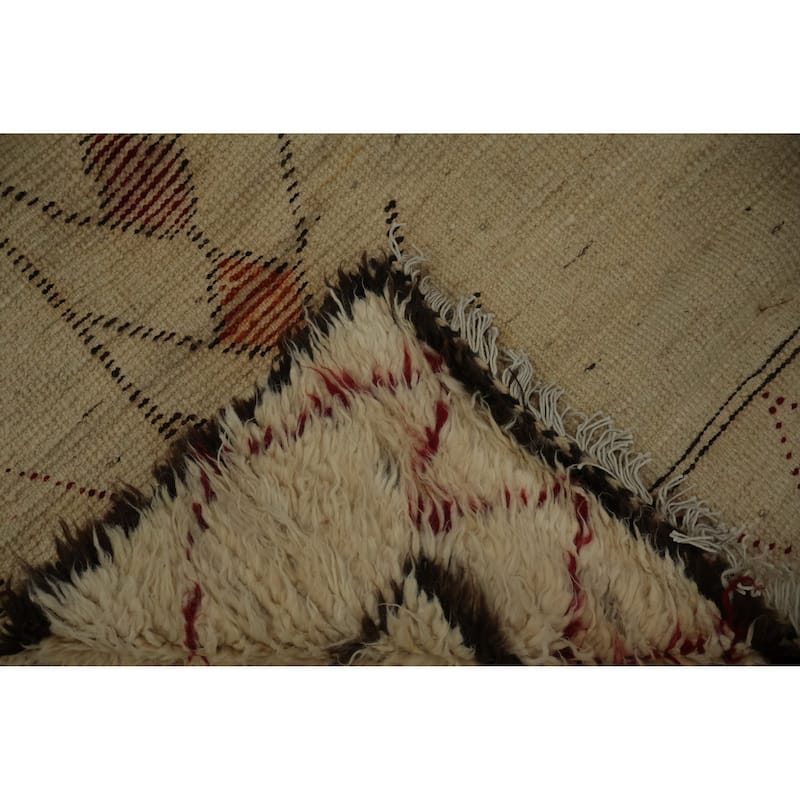 Hand Knotted Oriental 100% Wool Carpet Modern Tribal Beige & Ivories Moroccan Area Rug - 9' 6'' X 8' 3''
