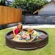 preview thumbnail 12 of 10, Brown HDPE Round Sandbox with 3 Corner Seating and Bottom Liner Perfect Gift for Kids - 47.2” x 47.2” x 9.1”
