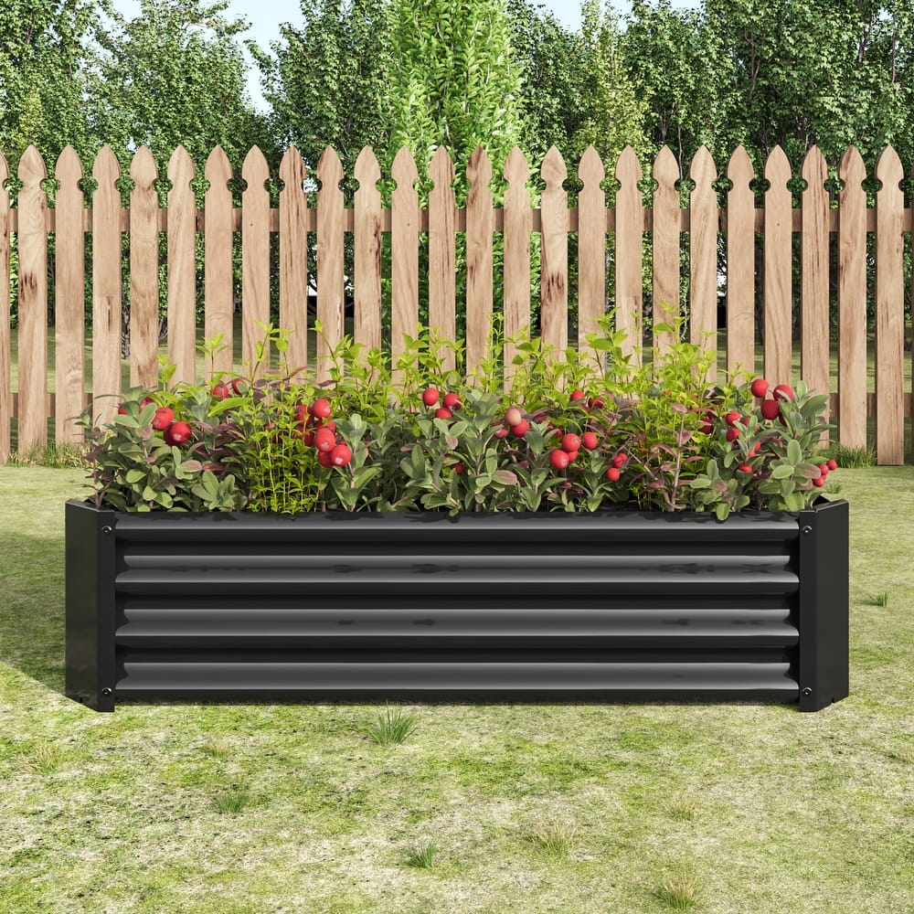 GDFStudio - Large Oval Metal Raised Garden Bed for Vegetables, Flowers, and Plants, Outdoor Backyard Planter Box