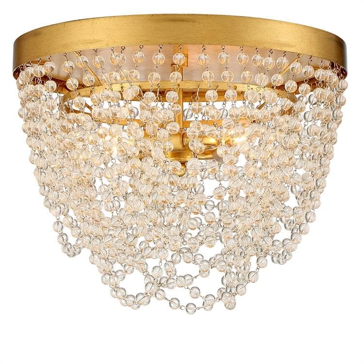 Fiona 3 Light Antique Gold Ceiling Mount - 13.75'' W x 10'' H - 13.75'' W x 10'' H