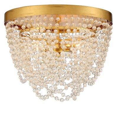 Fiona 3 Light Antique Gold Ceiling Mount - 13.75'' W x 10'' H