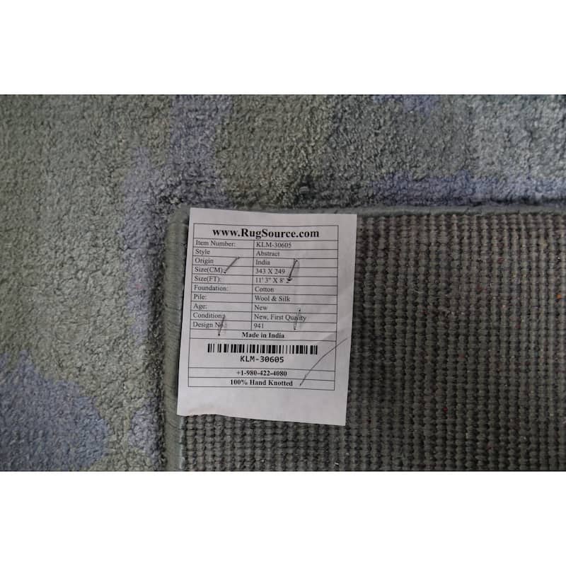 Abstract Indian Area Rug Handmade Contemporary Wool & Silk Carpet - 8'2"x 11'3"