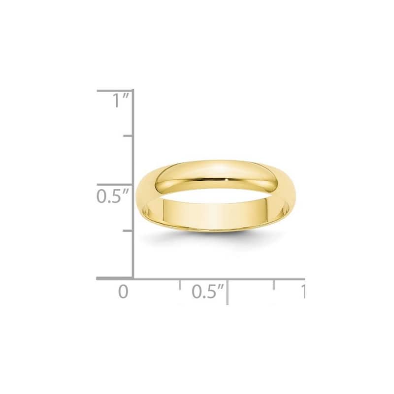 Curata 10k Yellow Gold Unisex 4 mm Half-Round Light Wedding Band (sizes 4-14)