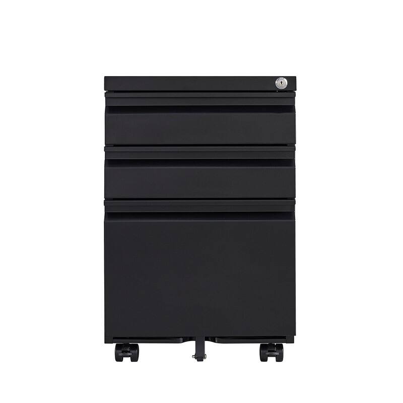 3-Drawer Lockable Rolling File Cabinet with Brakes - Legal/Letter Size, Requires Assembly