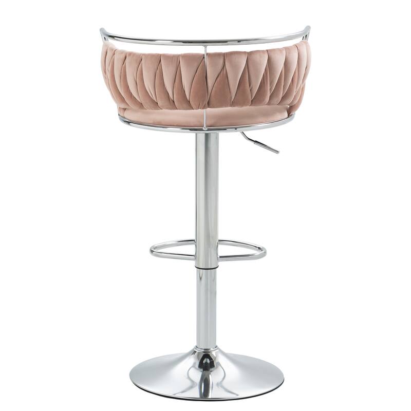 Modern Velvet Adjustable Swivel Bar Stools Set of 2