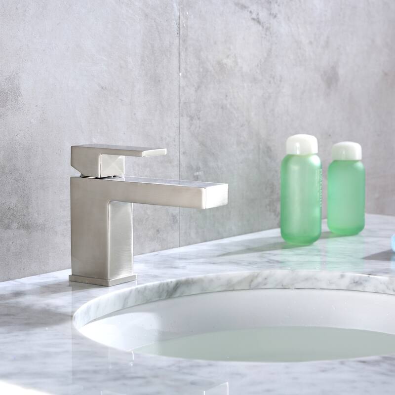 Luxier BSH05-S Single Handle Single Hole Bathroom Faucet with Drain